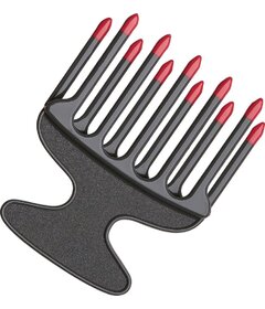 Hřeben AFRO široký, šedý s červenými konci