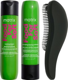 Matrix Food For Soft šampon 300ml + kondicionér 300ml + My-She Detangela MattBlack kartáč
