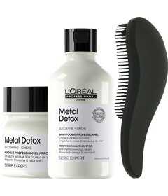 L'Oréal Professionnel Metal Detox šampon 300ml + maska 250ml + kartáč My-She Detangela MattBlack