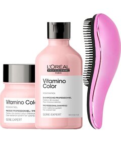 L'Oréal Professionnel Vitamino Color šampon 300ml + maska 250ml + kartáč My-She Detangela ShinePink