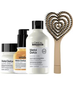 L'Oréal Professionnel Metal Detox šampon 300ml + maska 250ml + olej 50ml + kartáč My-She BlowHeart