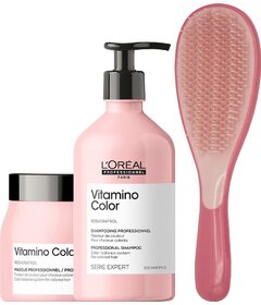 L'Oréal Professionnel Vitamino Color šampon 500ml + maska 500ml + kartáč My-She Tangla Round Pink