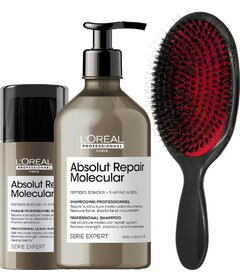 L'Oréal Professionnel Molecular šampon 500ml + maska 100ml + kartáč My-She KnotOff Black