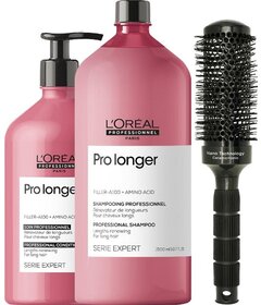 L'Oréal Professionnel Pro Longer šampon 1500ml + kondicionér 750ml + kartáč My-She TurboRound 45mm