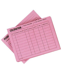 50ks zákaznické kartičky na barvení, růžové, 16x12cm