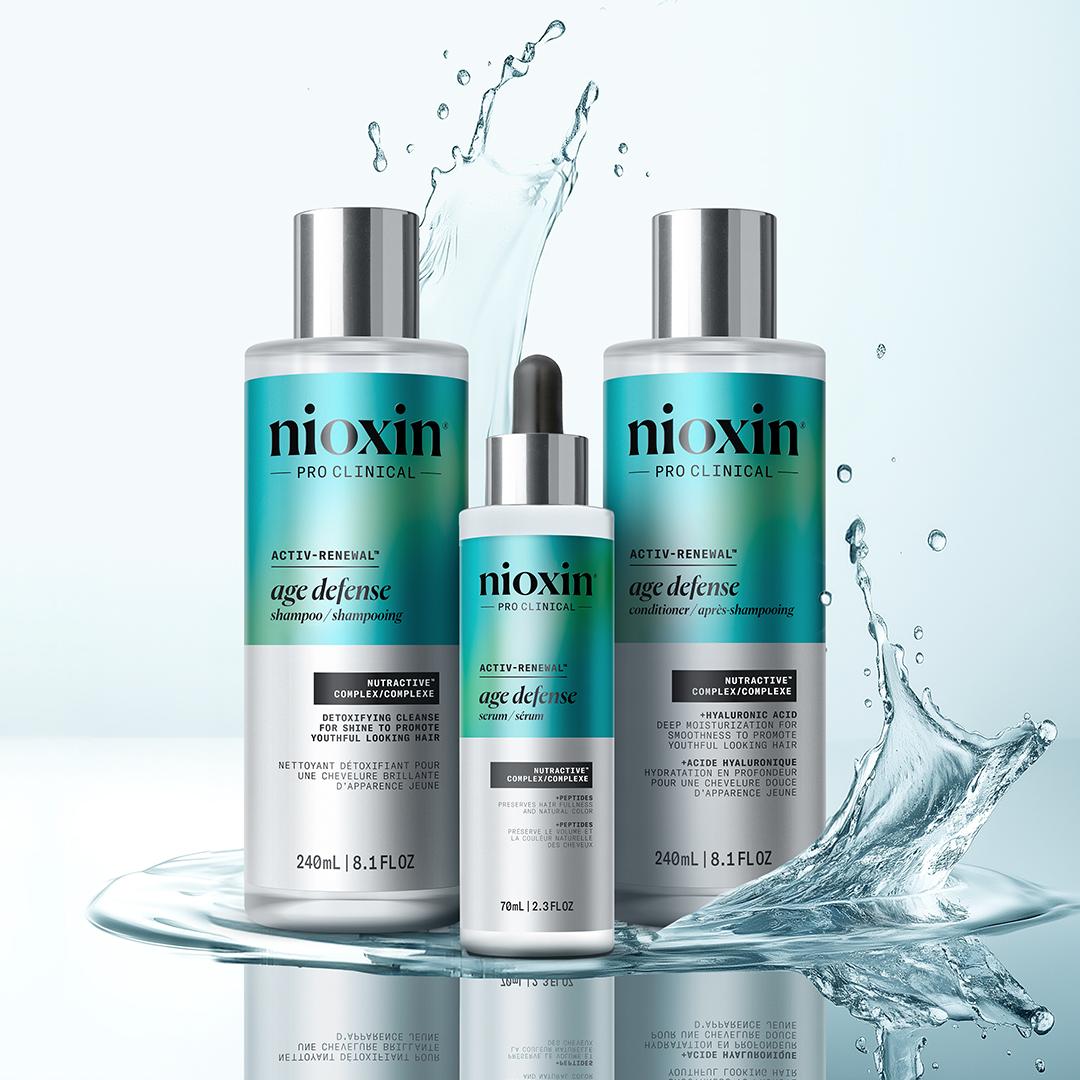 Nioxin Age Defense &scaron;ampon, kondicioner a s&eacute;rum pro zahu&scaron;těn&iacute; vlasů