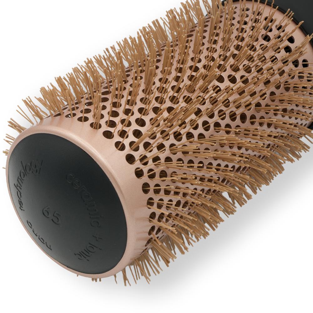 Detail perforovan&eacute; hlavice kulat&eacute;ho kart&aacute;če na fouk&aacute;n&iacute; vlasů My-She BlowDryXL 65 mm v odst&iacute;nu Champagne Rose Gold